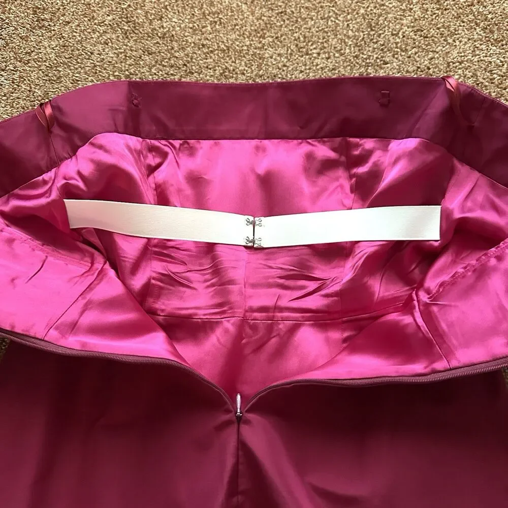 Silk J Crew Formal Dress 8 Strapless Midi Raspberry Bow Wedding Dance Formal